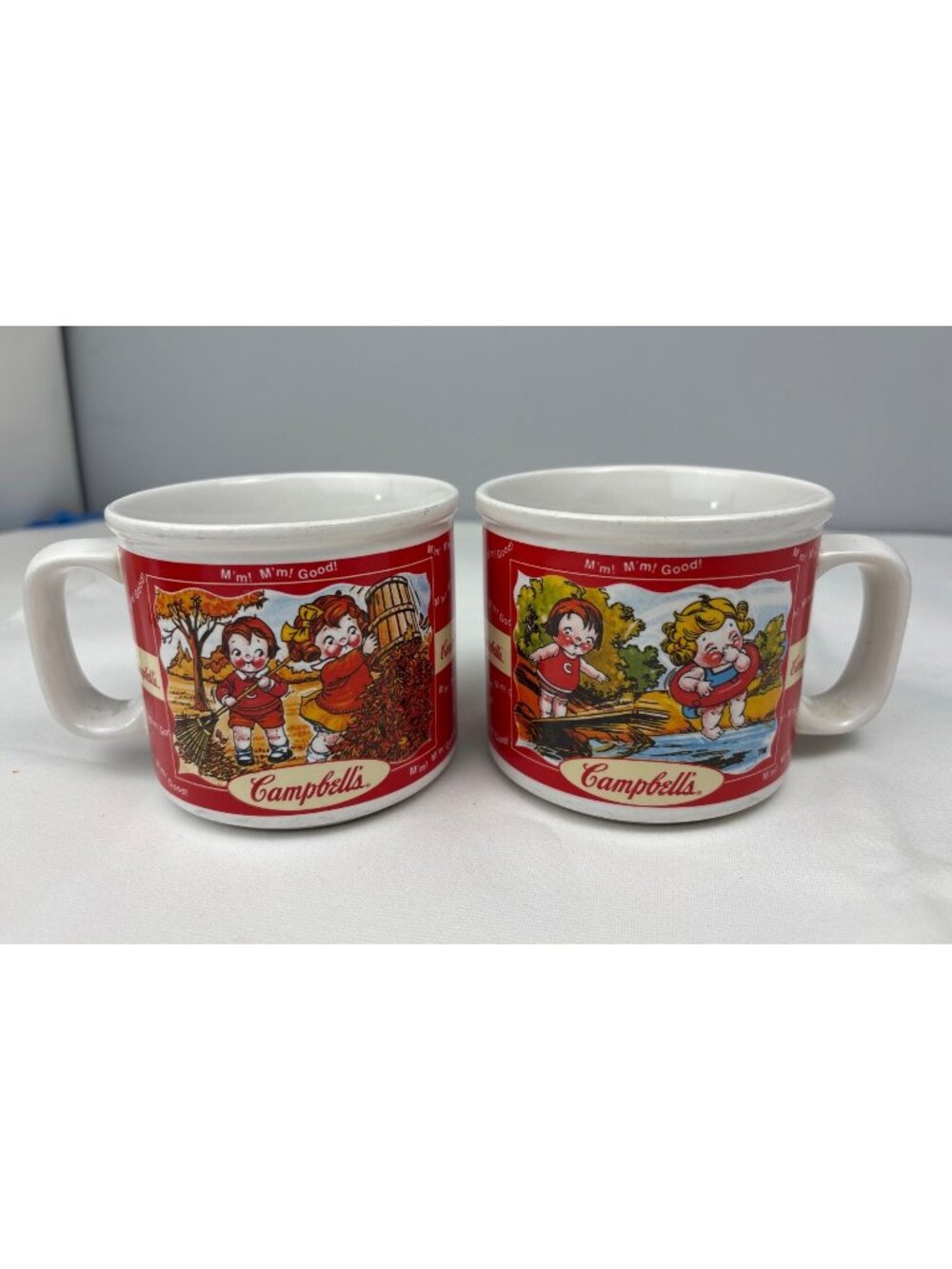 Campbells Soup Kids Collectible Mugs Pair 1998 Vintage Dishwasher Safe Retro Red